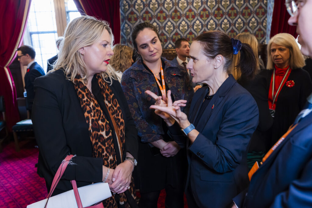 Director Jo Foster speaking to Mims Davies MP at Parliament